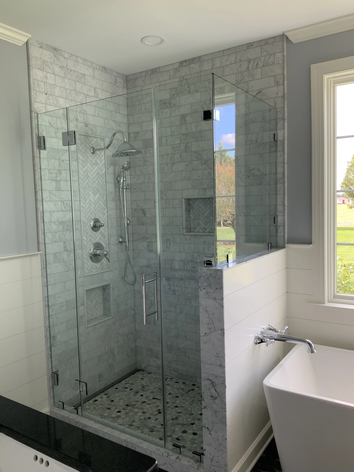 Finished tile shower bathroom remodel