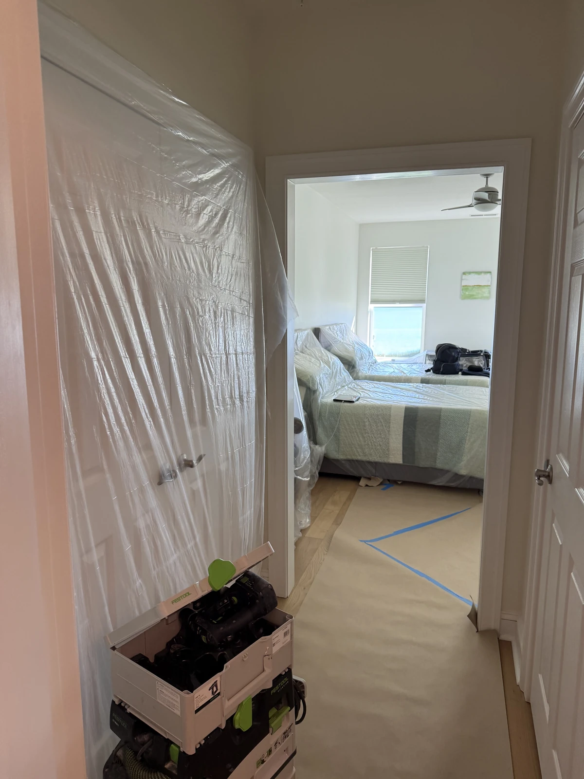 Jobsite protection — floors, furniture, and tools covered