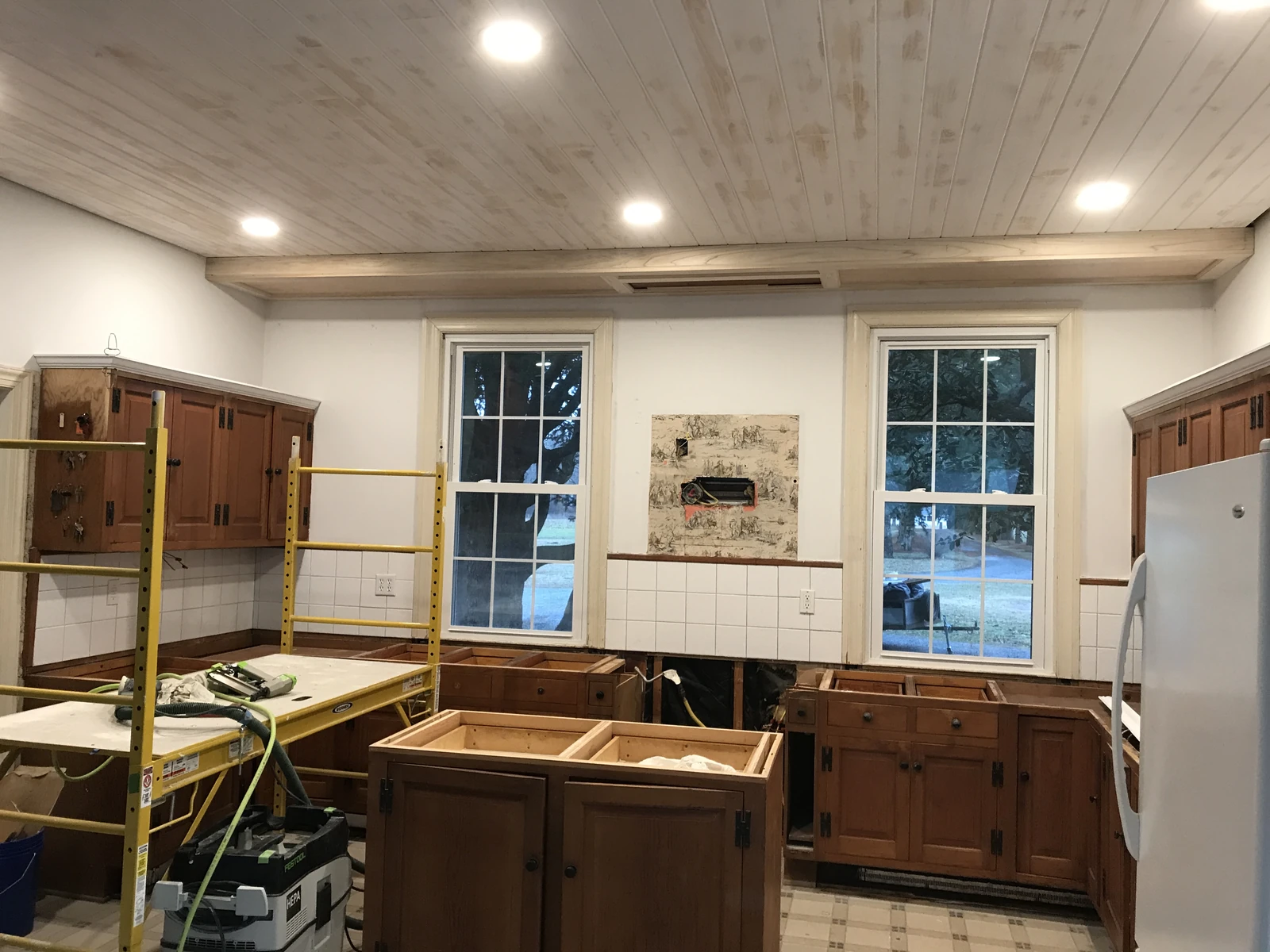 Kitchen during cabinet job before spray finish