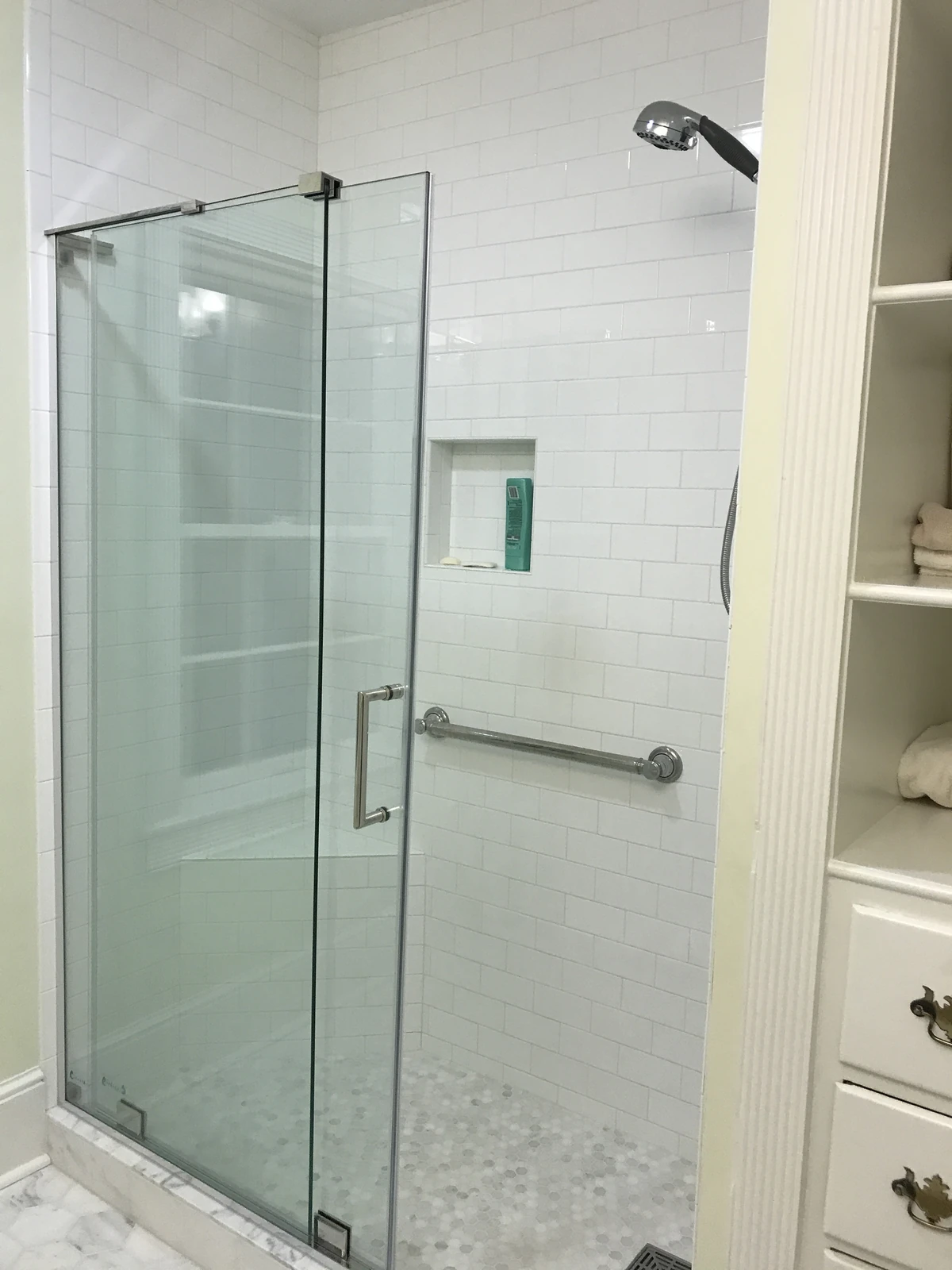 White subway tile shower