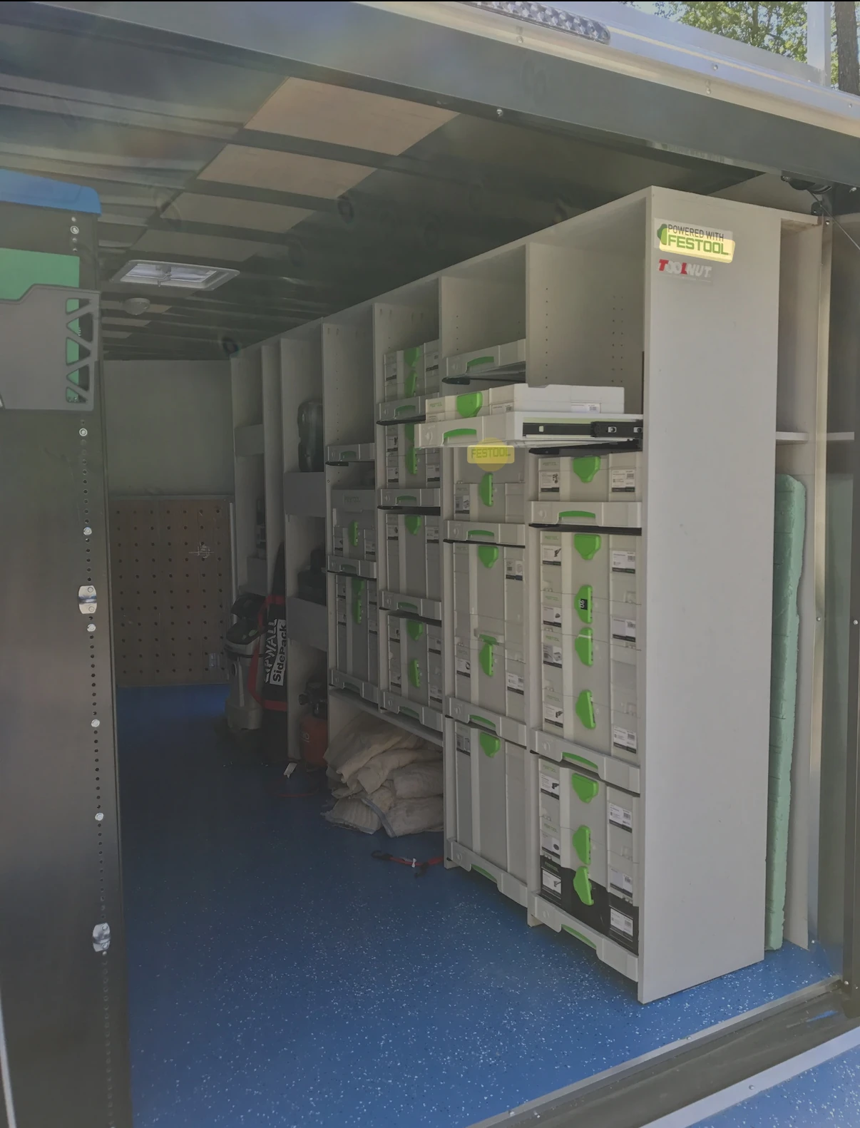 Workshop trailer with Festool systainers in place
